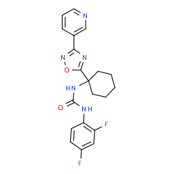 ChemSpider 2D Image | 1-(2,4-Difluorophenyl)-3-{1-[3-(3-pyridinyl)-1,2,4-oxadiazol-5-yl]cyclohexyl}urea | C20H19F2N5O2