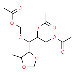 ChemSpider 2D Image | 3-O-(Acetoxymethyl)-1,2-di-O-acetyl-6-deoxy-4,5-O-methylenehexitol | C14H22O9