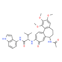 ChemSpider 2D Image | N~2~-[(7S)-7-Acetamido-1,2,3-trimethoxy-9-oxo-5,6,7,9-tetrahydrobenzo[a]heptalen-10-yl]-N-1H-indol-4-yl-L-valinamide | C34H38N4O6