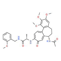 ChemSpider 2D Image | N~2~-[(7S)-7-Acetamido-1,2,3-trimethoxy-9-oxo-5,6,7,9-tetrahydrobenzo[a]heptalen-10-yl]-N-(2-methoxybenzyl)-L-alaninamide | C32H37N3O7