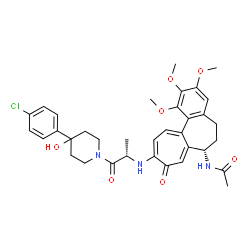 ChemSpider 2D Image | N-[(7S)-10-({(2S)-1-[4-(4-Chlorophenyl)-4-hydroxy-1-piperidinyl]-1-oxo-2-propanyl}amino)-1,2,3-trimethoxy-9-oxo-5,6,7,9-tetrahydrobenzo[a]heptalen-7-yl]acetamide | C35H40ClN3O7