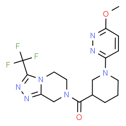 ChemSpider 2D Image | [1-(6-Methoxy-3-pyridazinyl)-3-piperidinyl][3-(trifluoromethyl)-5,6-dihydro[1,2,4]triazolo[4,3-a]pyrazin-7(8H)-yl]methanone | C17H20F3N7O2
