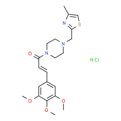 ChemSpider 2D Image | (2E)-1-{4-[(4-Methyl-1,3-thiazol-2-yl)methyl]-1-piperazinyl}-3-(3,4,5-trimethoxyphenyl)-2-propen-1-one hydrochloride (1:1) | C21H28ClN3O4S