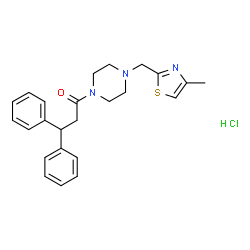 ChemSpider 2D Image | 1-{4-[(4-Methyl-1,3-thiazol-2-yl)methyl]-1-piperazinyl}-3,3-diphenyl-1-propanone hydrochloride (1:1) | C24H28ClN3OS