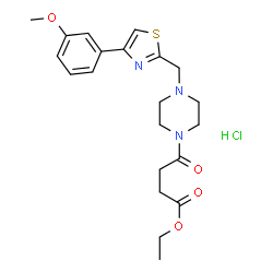 ChemSpider 2D Image | Ethyl 4-(4-{[4-(3-methoxyphenyl)-1,3-thiazol-2-yl]methyl}-1-piperazinyl)-4-oxobutanoate hydrochloride (1:1) | C21H28ClN3O4S