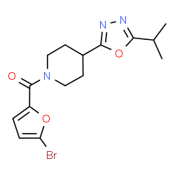 ChemSpider 2D Image | (5-Bromo-2-furyl)[4-(5-isopropyl-1,3,4-oxadiazol-2-yl)-1-piperidinyl]methanone | C15H18BrN3O3