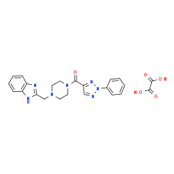 ChemSpider 2D Image | [4-(1H-Benzimidazol-2-ylmethyl)-1-piperazinyl](2-phenyl-2H-1,2,3-triazol-4-yl)methanone ethanedioate (1:1) | C23H23N7O5