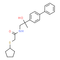 ChemSpider 2D Image | N-[2-(4-Biphenylyl)-2-hydroxypropyl]-2-(cyclopentylsulfanyl)acetamide | C22H27NO2S