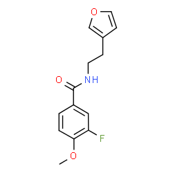 ChemSpider 2D Image | 3-Fluoro-N-[2-(3-furyl)ethyl]-4-methoxybenzamide | C14H14FNO3