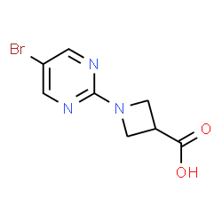 ChemSpider 2D Image | 1-(5-Bromo-2-pyrimidinyl)-3-azetidinecarboxylic acid | C8H8BrN3O2