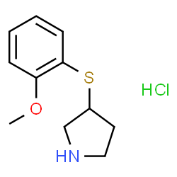 ChemSpider 2D Image | 3-[(2-Methoxyphenyl)sulfanyl]pyrrolidine hydrochloride (1:1) | C11H16ClNOS