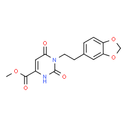 ChemSpider 2D Image | Methyl 1-[2-(1,3-benzodioxol-5-yl)ethyl]-2,6-dioxo-1,2,3,6-tetrahydro-4-pyrimidinecarboxylate | C15H14N2O6