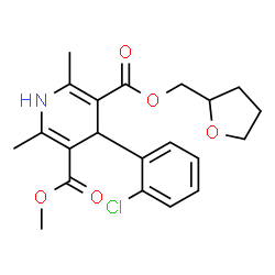 ChemSpider 2D Image | Methyl tetrahydro-2-furanylmethyl 4-(2-chlorophenyl)-2,6-dimethyl-1,4-dihydro-3,5-pyridinedicarboxylate | C21H24ClNO5