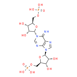 ChemSpider 2D Image | [(2R,3S,4R,5R)-5-[1-[(2S,3R,4S,5R)-3,4-dihydroxy-5-(phosphonooxymethyl)tetrahydrofuran-2-yl]-6-imino-purin-9-yl]-3,4-dihydroxy-tetrahydrofuran-2-yl]methyl dihydrogen phosphate | C15H23N5O14P2