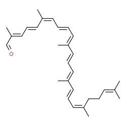 ChemSpider 2D Image | (2E,4E,6Z,8E,10E,12E,14E,16E,18Z)-2,6,11,15,19,23-Hexamethyl-2,4,6,8,10,12,14,16,18,22-tetracosadecaenal | C30H40O