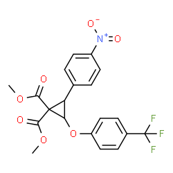 ChemSpider 2D Image | Dimethyl 2-(4-nitrophenyl)-3-[4-(trifluoromethyl)phenoxy]-1,1-cyclopropanedicarboxylate | C20H16F3NO7