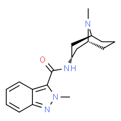 ChemSpider 2D Image | 2-Methyl-N-[(3-endo)-9-methyl-9-azabicyclo[3.3.1]non-3-yl]-2H-indazole-3-carboxamide | C18H24N4O