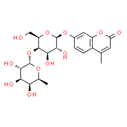 ChemSpider 2D Image | 4-Methyl-2-oxo-2H-chromen-7-yl 4-O-(6-deoxy-alpha-L-galactopyranosyl)-beta-D-galactopyranoside | C22H28O12