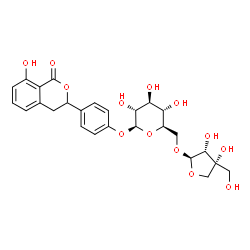 ChemSpider 2D Image | hydrangenol 4'-O-beta-D-apiofuranosyl-(1->6)-beta-D-glucopyranoside | C26H30O13