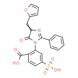 ChemSpider 2D Image | 2-[4-(2-Furylmethylene)-5-oxo-2-phenyl-4,5-dihydro-1H-imidazol-1-yl]-4-sulfobenzoic acid | C21H14N2O7S