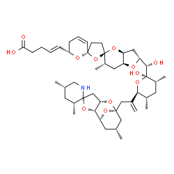 ChemSpider 2D Image | (4E)-5-[(2R,3aS,5R,5'R,6S,6''S,7aS)-2-{(S)-Hydroxy[(2R,3R,5S,6S)-2-hydroxy-3,5-dimethyl-6-{3-[(2S,2'S,3R,5S,6'S,8'R,10'R)-3,5,10'-trimethyl-8'H-spiro[piperidine-2,4'-[3,7,12]trioxatricyclo[6.3.1.0~2,6
~]dodecan]-8'-yl]-1-propen-2-yl}tetrahydro-2H-pyran-2-yl]methyl}-6-methyl-2,3,3',3a,4',5'',6,6'',7,7a-decahydrodispiro[furo[3,2-b]pyran-5,2'-furan-5',2''-pyran]-6''-yl]-4-pentenoic acid | C47H71NO12