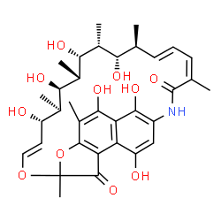 ChemSpider 2D Image | (9E,11S,12R,13R,14R,15R,16R,17S,18S,19E,21Z)-2,11,13,15,17,27,29-Heptahydroxy-3,7,12,14,16,18,22-heptamethyl-8,30-dioxa-24-azatetracyclo[23.3.1.1~4,7~.0~5,28~]triaconta-1(28),2,4,9,19,21,25(29),26-oct
aene-6,23-dione | C34H43NO11