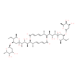 ChemSpider 2D Image | (3E,5E,7S,8S,11E,13E,15S,16S)-8-{(2S,3R,4S)-4-[(2R,4R,5R,6R)-4-{[(2R,4S,5S,6S)-4,5-Dihydroxy-6-methyltetrahydro-2H-pyran-2-yl]oxy}-5-ethyl-2-hydroxy-6-methyltetrahydro-2H-pyran-2-yl]-3-hydroxy-2-penta
nyl}-16-{(2S,3R,4S)-4-[(2R,4R,5R,6R)-4-{[(2S,4S,5S,6S)-4,5-dihydroxy-6-methyltetrahydro-2H-pyran-2-yl]oxy}-5-ethyl-2-hydroxy-6-methyltetrahydro-2H-pyran-2-yl]-3-hydroxy-2-pentanyl}-7,15-dimethyl-1,9-d
ioxacyclohexadeca-3,5,11,13-tetraene-2,10-di | C54H88O18