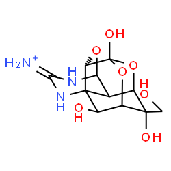 ChemSpider 2D Image | (11S)-2,4,12-Trihydroxy-2-(hydroxymethyl)-10,13,15-trioxa-6,8-diazapentacyclo[7.4.1.1~3,12~.0~5,11~.0~5,14~]pentadec-6-en-7-aminium | C11H16N3O7