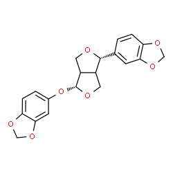 ChemSpider 2D Image | 5-[(1S,4R)-4-(1,3-Benzodioxol-5-yloxy)tetrahydro-1H,3H-furo[3,4-c]furan-1-yl]-1,3-benzodioxole | C20H18O7