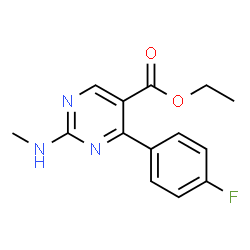 ChemSpider 2D Image | Ethyl 4-(4-fluorophenyl)-2-(methylamino)-5-pyrimidinecarboxylate | C14H14FN3O2