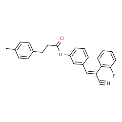 ChemSpider 2D Image | 3-[(E)-2-Cyano-2-(2-fluorophenyl)vinyl]phenyl 3-(4-methylphenyl)propanoate | C25H20FNO2