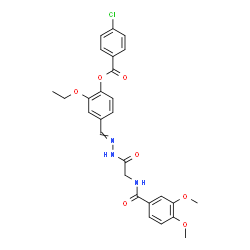 ChemSpider 2D Image | 4-[({[(3,4-Dimethoxybenzoyl)amino]acetyl}hydrazono)methyl]-2-ethoxyphenyl 4-chlorobenzoate | C27H26ClN3O7