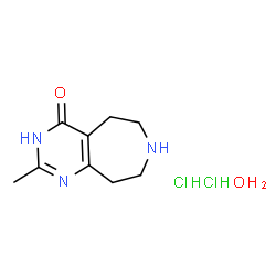 ChemSpider 2D Image | 2-Methyl-1,5,6,7,8,9-hexahydro-4H-pyrimido[4,5-d]azepin-4-one dihydrochloride hydrate | C9H17Cl2N3O2