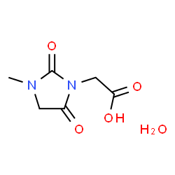 ChemSpider 2D Image | (3-Methyl-2,5-dioxo-1-imidazolidinyl)acetic acid hydrate (1:1) | C6H10N2O5