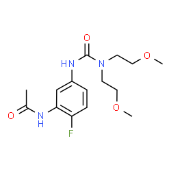 ChemSpider 2D Image | N-(5-{[Bis(2-methoxyethyl)carbamoyl]amino}-2-fluorophenyl)acetamide | C15H22FN3O4
