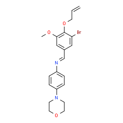 ChemSpider 2D Image | N-{(E)-[4-(Allyloxy)-3-bromo-5-methoxyphenyl]methylene}-4-(morpholin-4-yl)aniline | C21H23BrN2O3