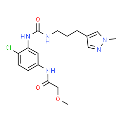 ChemSpider 2D Image | N-[4-Chloro-3-({[3-(1-methyl-1H-pyrazol-4-yl)propyl]carbamoyl}amino)phenyl]-2-methoxyacetamide | C17H22ClN5O3