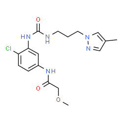 ChemSpider 2D Image | N-[4-Chloro-3-({[3-(4-methyl-1H-pyrazol-1-yl)propyl]carbamoyl}amino)phenyl]-2-methoxyacetamide | C17H22ClN5O3