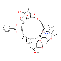 ChemSpider 2D Image | (1'R,2S,4'S,5S,6R,8'R,10'Z,12'S,13'S,14'Z,16'Z,20'R,21'R,24'S)-6-[(2S)-2-Butanyl]-21',24'-dihydroxy-5,11',13',22'-tetramethyl-2'-oxo-5,6-dihydrospiro[pyran-2,6'-[3,7,19]trioxatetracyclo[15.6.1.1~4,8~.
0~20,24~]pentacosa[10,14,16,22]tetraen]-12'-yl 2,6-dideoxy-3-O-methyl-4-O-[2,4,6-trideoxy-3-O-methyl-4-(methylammonio)-alpha-L-arabino-hexopyranosyl]-alpha-L-arabino-hexopyranoside benzoate | C56H81NO15