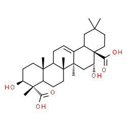 ChemSpider 2D Image | (3beta,5xi,9xi,16alpha,18xi)-3,16-Dihydroxyolean-12-ene-23,28-dioic acid | C30H46O6