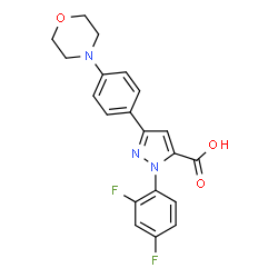 ChemSpider 2D Image | 1-(2,4-Difluorophenyl)-3-[4-(4-morpholinyl)phenyl]-1H-pyrazole-5-carboxylic acid | C20H17F2N3O3