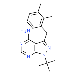 ChemSpider 2D Image | 3-(2,3-Dimethylbenzyl)-1-(2-methyl-2-propanyl)-1H-pyrazolo[3,4-d]pyrimidin-4-amine | C18H23N5
