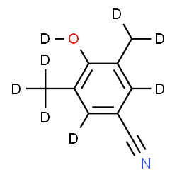 ChemSpider 2D Image | 4-(~2~H)Hydroxy-3-(~2~H_2_)methyl-5-(~2~H_3_)methyl(~2~H_2_)benzonitrile | C9HD8NO