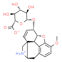 ChemSpider 2D Image | (5alpha,6alpha)-3-Methoxy-7,8-didehydro-4,5-epoxymorphinan-17-ium-6-yl beta-D-glucopyranosiduronate | C23H27NO9