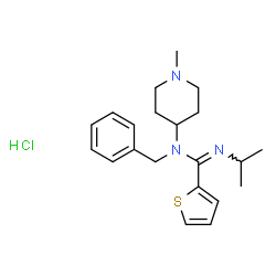 ChemSpider 2D Image | N-Benzyl-N'-isopropyl-N-(1-methyl-4-piperidinyl)-2-thiophenecarboximidamide hydrochloride (1:1) | C21H30ClN3S