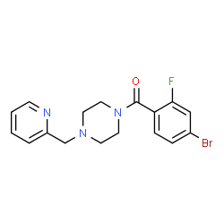 ChemSpider 2D Image | (4-Bromo-2-fluorophenyl)[4-(2-pyridinylmethyl)-1-piperazinyl]methanone | C17H17BrFN3O