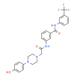 ChemSpider 2D Image | 3-({[4-(4-Hydroxyphenyl)-1-piperazinyl]acetyl}amino)-N-[3-(trifluoromethyl)phenyl]benzamide | C26H25F3N4O3
