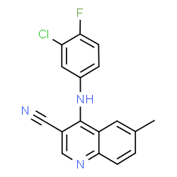 ChemSpider 2D Image | 4-[(3-Chloro-4-fluorophenyl)amino]-6-methyl-3-quinolinecarbonitrile | C17H11ClFN3