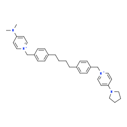 ChemSpider 2D Image | 4-(Dimethylamino)-1-{4-[4-(4-{[4-(1-pyrrolidinyl)-1-pyridiniumyl]methyl}phenyl)butyl]benzyl}pyridinium | C34H42N4