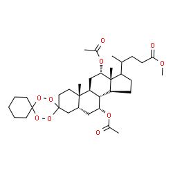 ChemSpider 2D Image | Methyl 4-[(5''R,7''R,8''R,9''S,10''S,12''S,13''R,14''S)-7'',12''-diacetoxy-10'',13''-dimethylhexadecahydrodispiro[cyclohexane-1,3'-[1,2,4,5]tetroxane-6',3''-cyclopenta[a]phenanthren]-17''-yl]pentanoat
e | C35H54O10